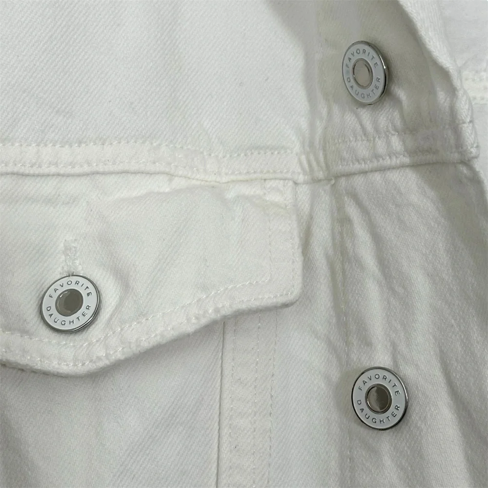 Anthropologie Favorite Daughter White Otto Boyfriend Jacket Rigid Denim size XS - Picture 8 of 16